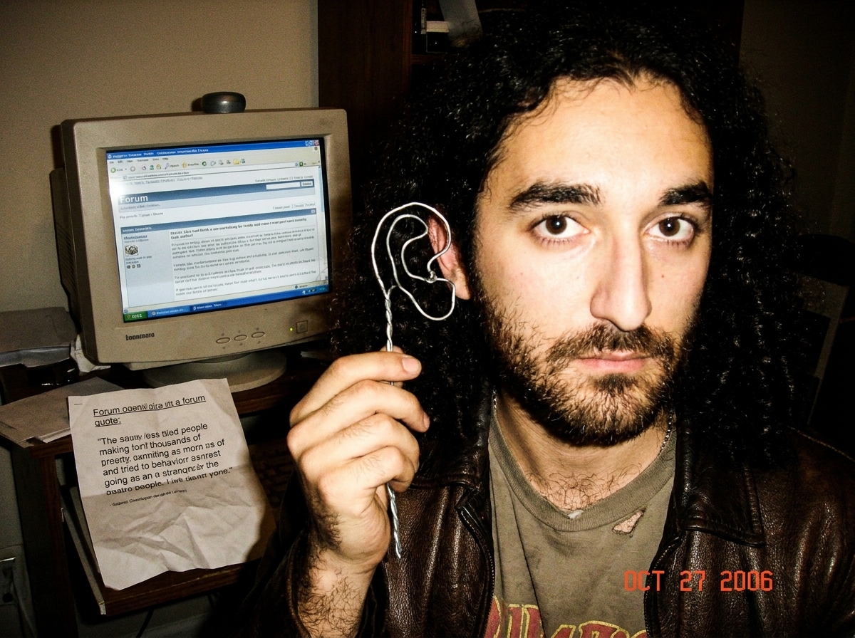 the image attached to this 2006 forum post: quote=CommitCipherWhat is the proof supposed to be - a photo of the needle twitching at 1:47?/quote i don't need your timestamped serial numbers when the needles are bent into the shape of gabriel's left ear by the sheer force of the holy current :hammer: 