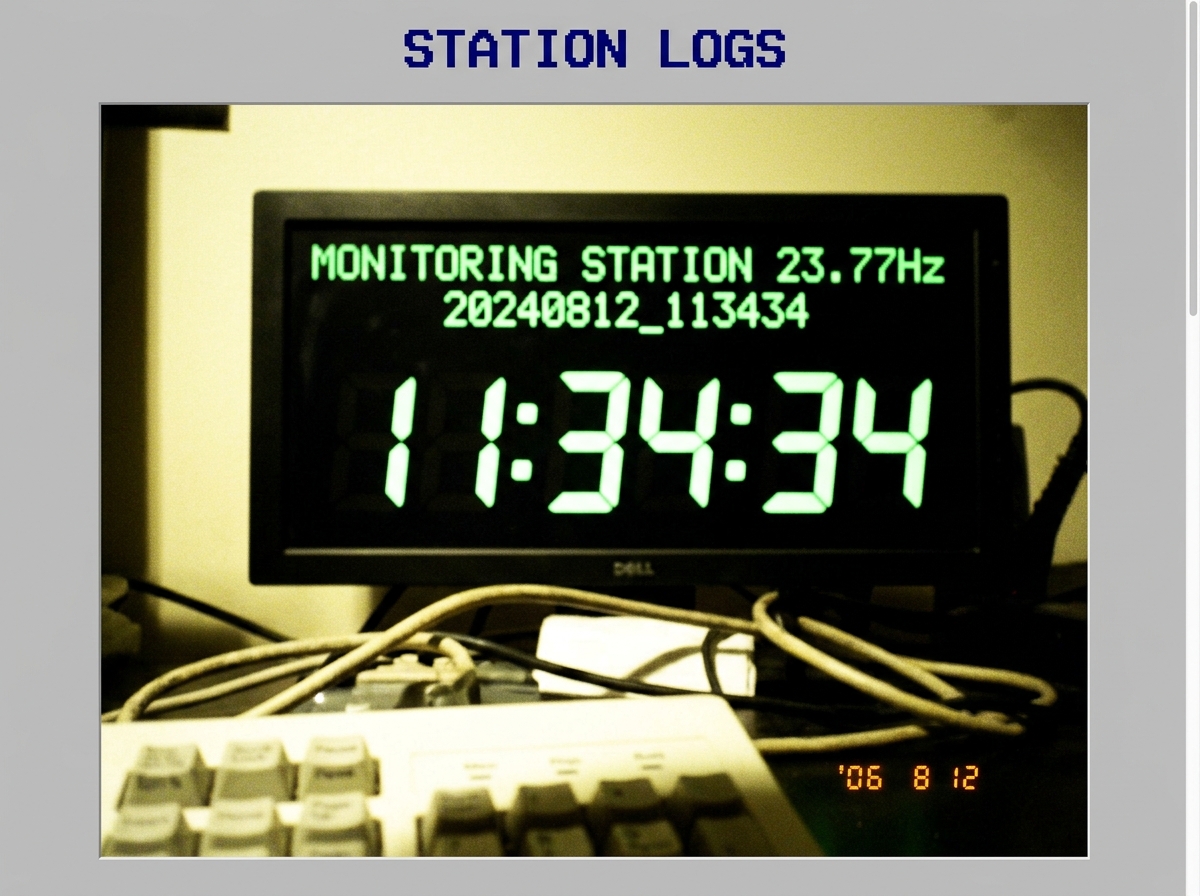 scan of dated workstation clock 20240812_113434 on 23.77Hz carrier monitoring station display showing digital time